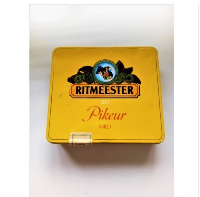 blik ritmeester 20 pikeur cigaren mild-leeg, Ophalen of Verzenden, Gebruikt, Tabaksdoos of Verpakking