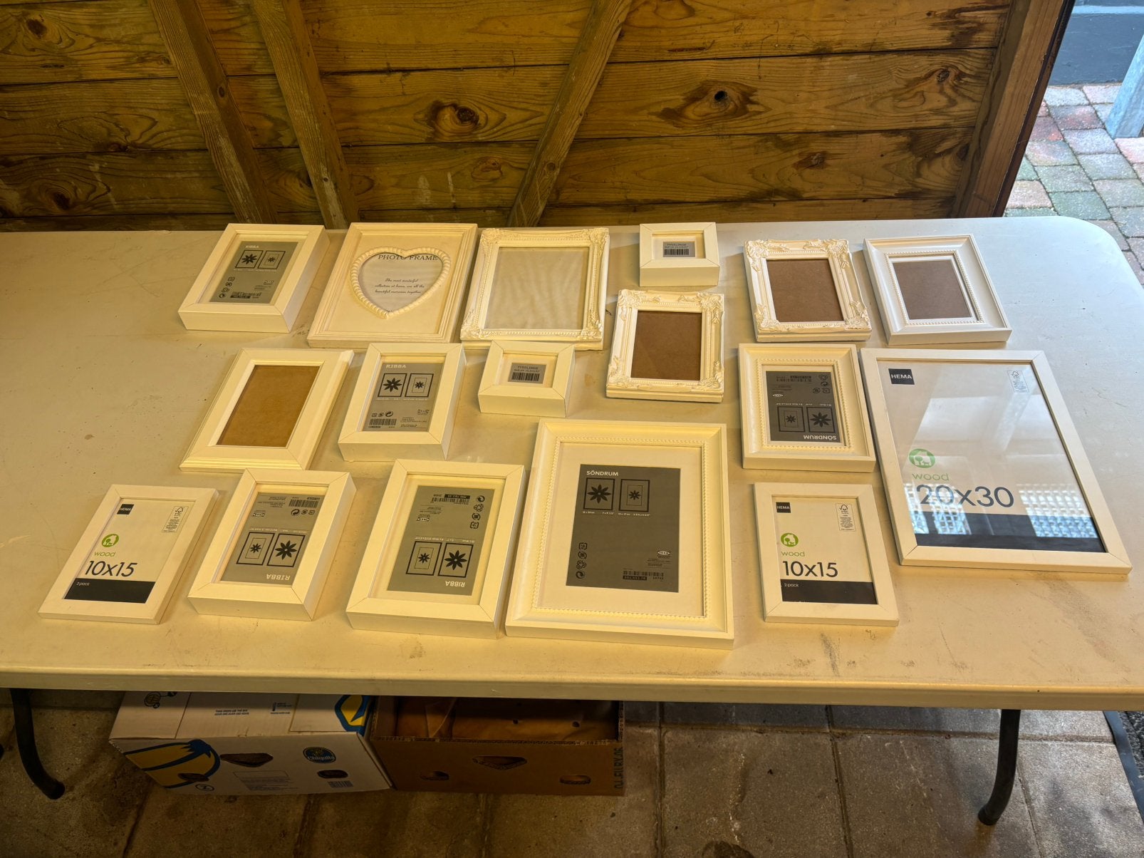 Partij witte fotolijstjes in diverse maten, Huis en Inrichting, Woonaccessoires | Lijsten, Ophalen, Gebruikt, Hout