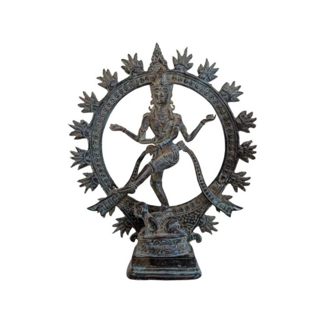 Titel: Antieke bronzen Shiva Nataraja – Indonesië, 082, Gebruikt, 31 cm, Ophalen of Verzenden, Bruin