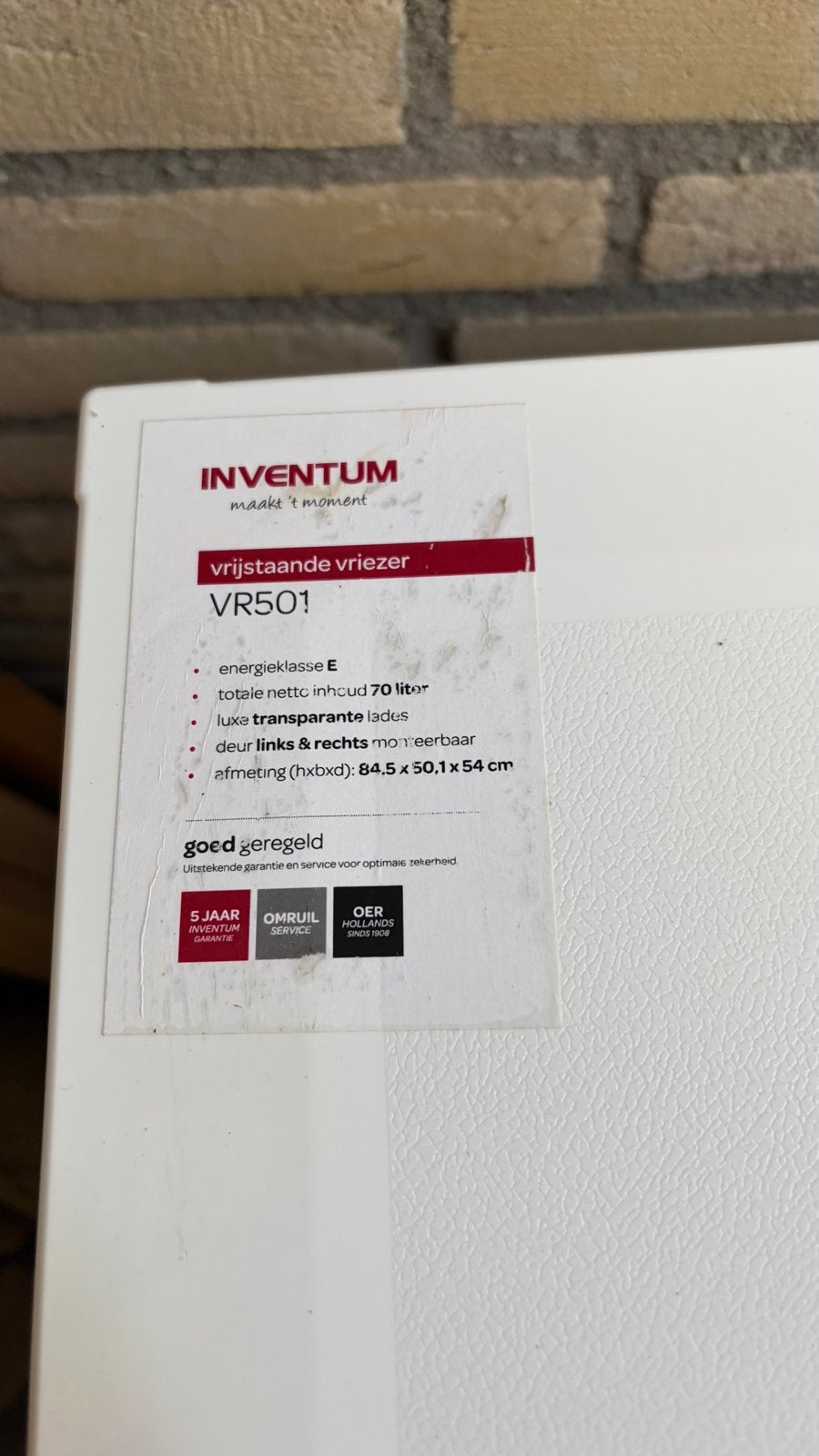 Inventum VR501 Vrijstaande Tafelmodel Vrieskast 70L, Minder dan 85 cm, Minder dan 60 cm, Zo goed als nieuw, Vrijstaand