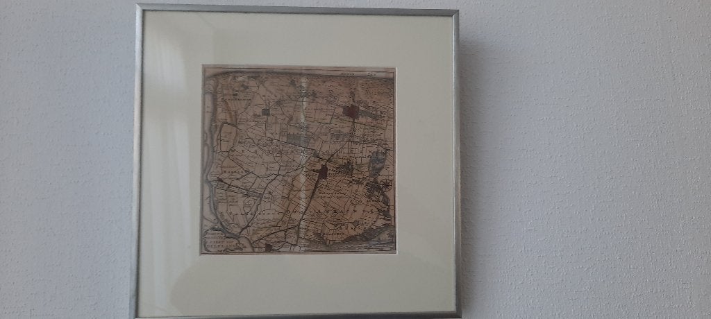Koper gravure Delfland, Ophalen, 33 cm, Ingelijst, Cartografie