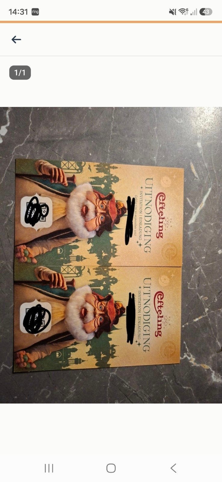 Twee Efteling uitnodigingen, Verzamelen, Efteling, Nieuw, Ophalen of Verzenden