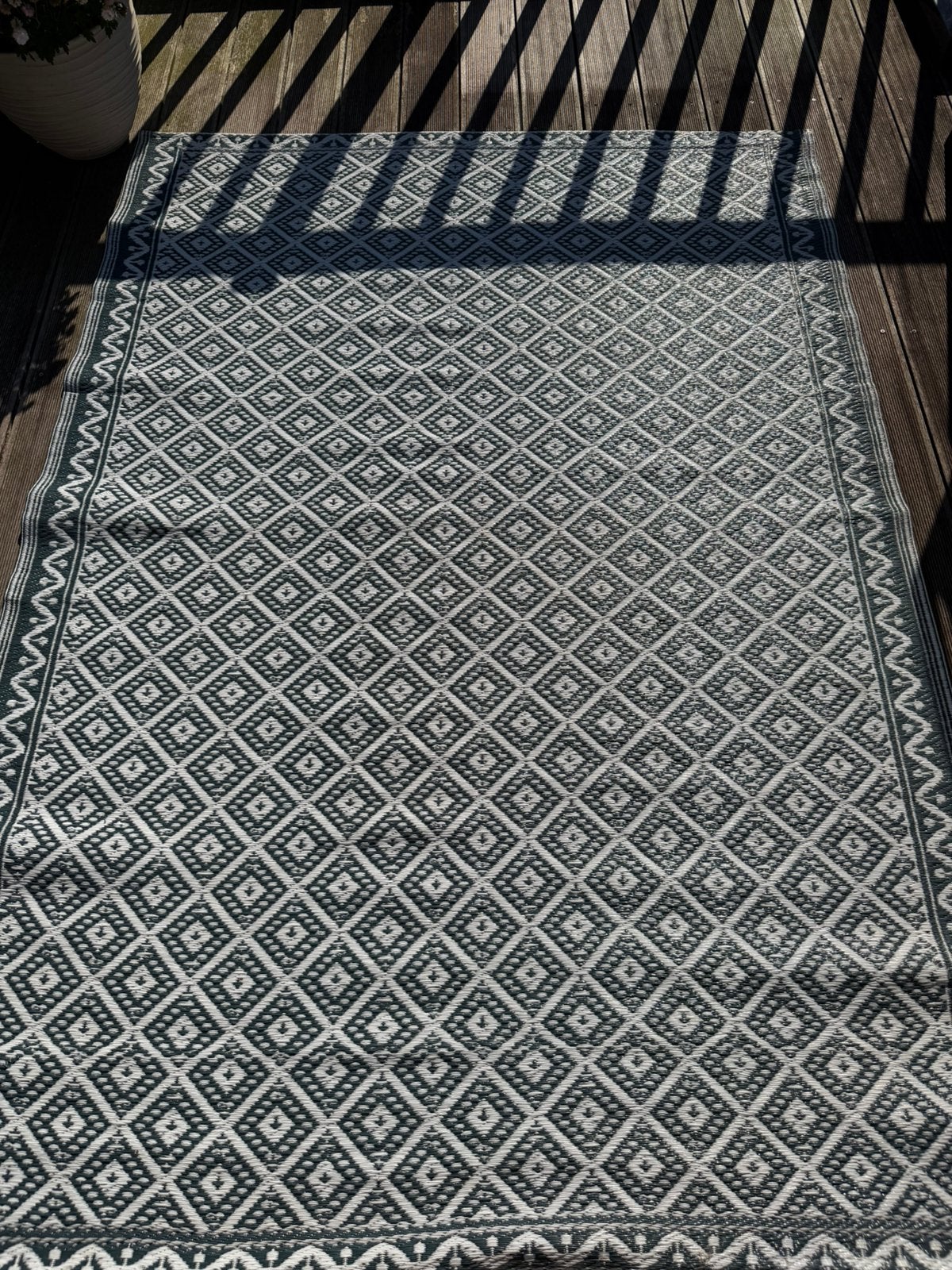 Buitenkleed 160x230cm groen/wit, Tuin en Terras, Ophalen, Zo goed als nieuw, Kunststof