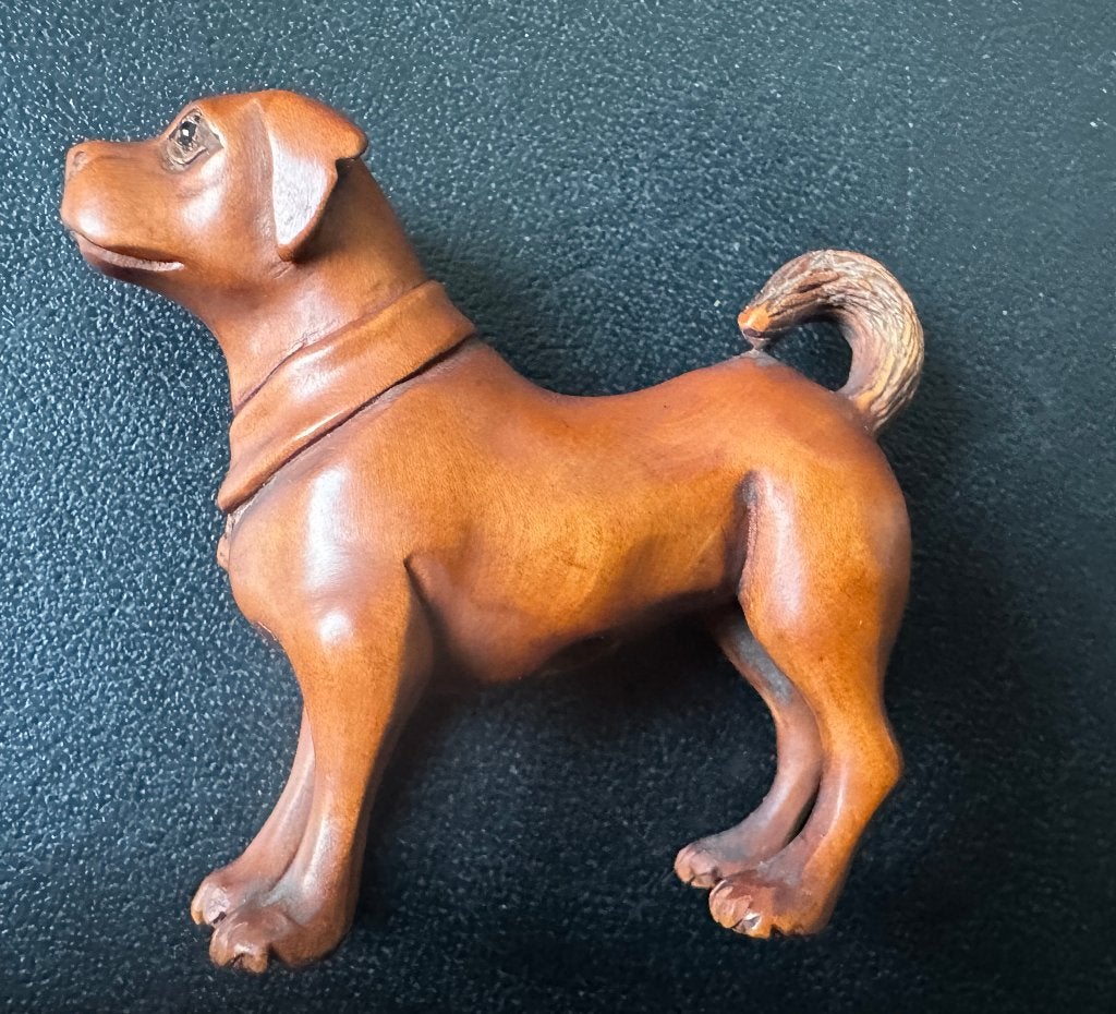 Hardhouten Netsuke van een hond Japan, Bruin, Ophalen of Verzenden, Netsuke, Japan