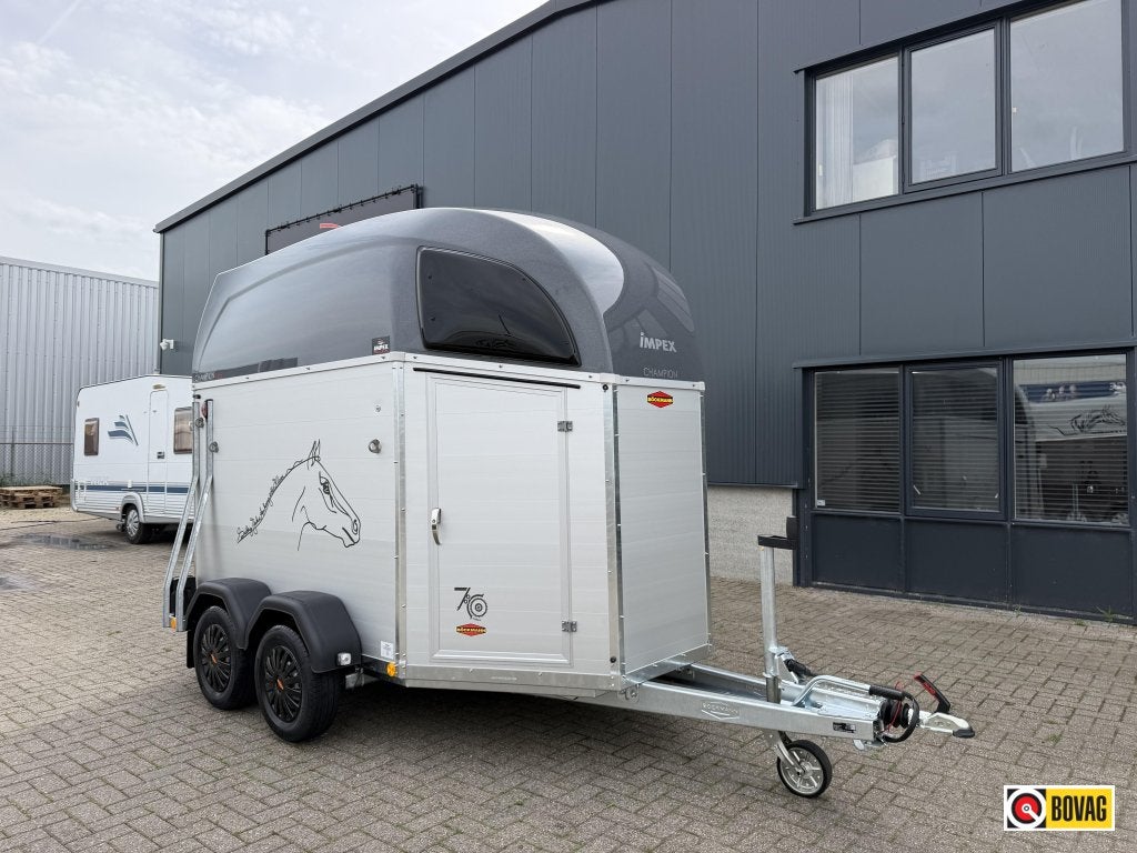 Bij Impex Bockmann Champion 2-paards alu zadelk leigrijs, Nieuw, Aluminium, 2-paards trailer