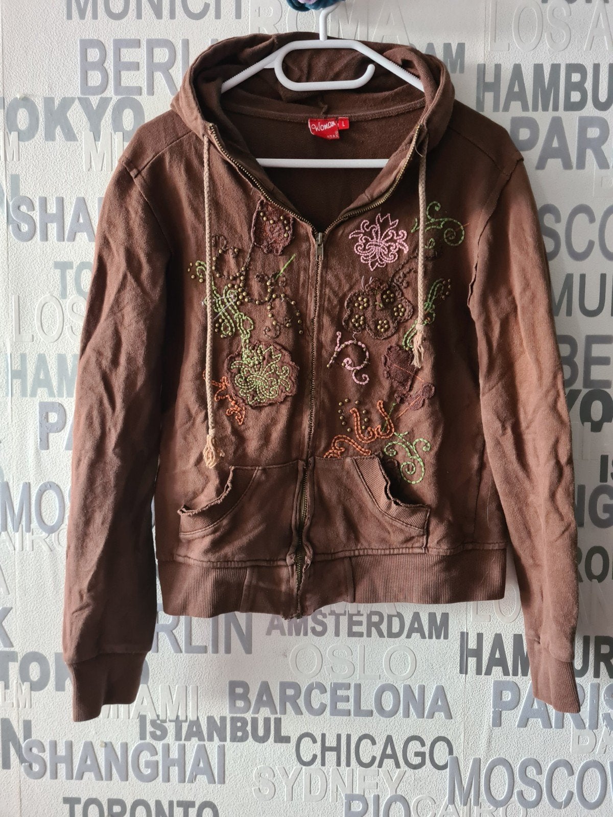 Stax vest met borduursels - Maat L (valt als S/M), Kleding | Dames, Bruin, Onbekend, Onbekend, Gedragen