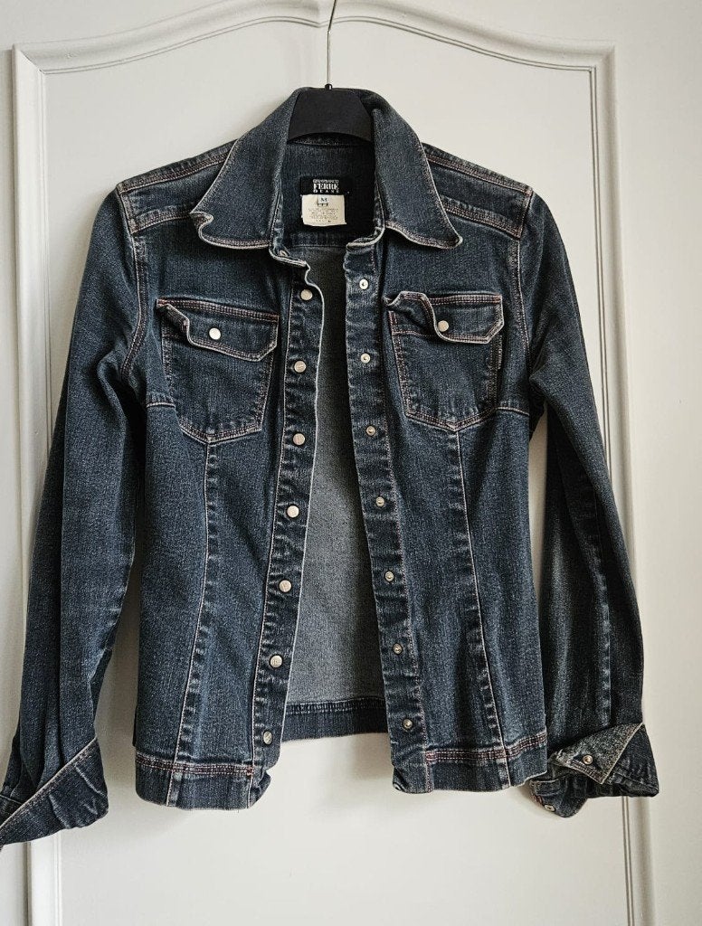 Gianfranco Ferré denim jasje maat 34/36, Gianfranco Ferré, Blauw, Ophalen of Verzenden, Zo goed als nieuw