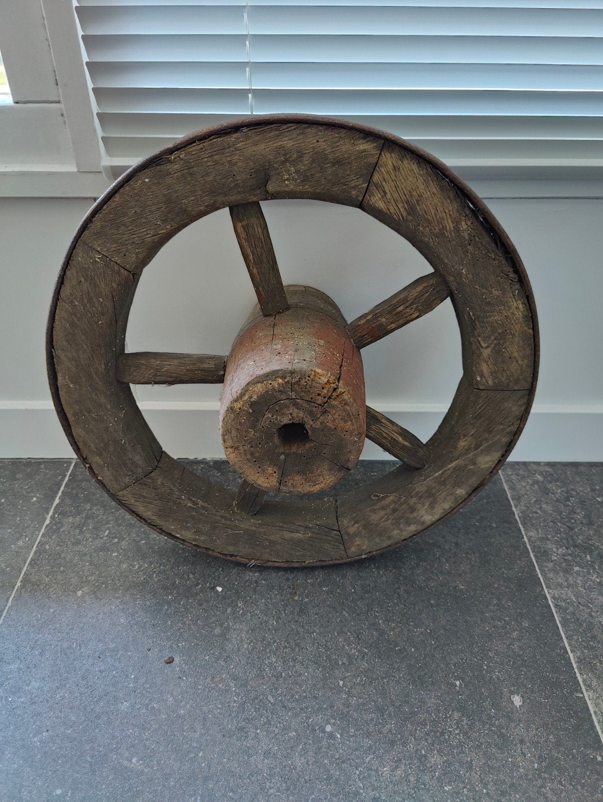 Antiek houten wagenwiel - Decoratief object, Ophalen of Verzenden