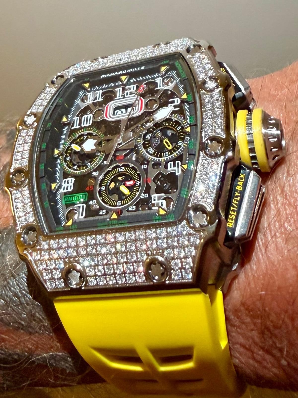 Richard mille ✅ Chrono automaat diamant nieuw, Sieraden, Tassen en Uiterlijk, Ophalen, Polshorloge, Onbekend