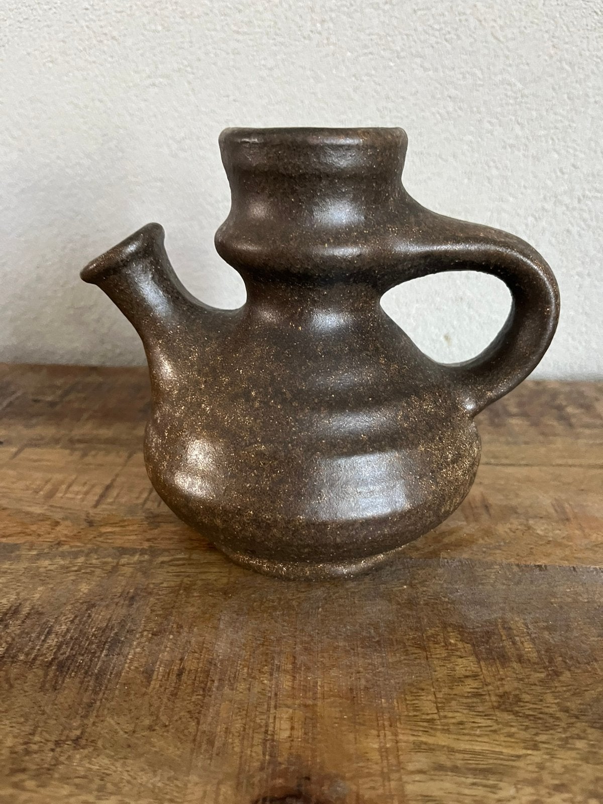 Prachtige Vintage Fat Lava Kan Vaas – Vest Keramiek 60/70, Ophalen of Verzenden, Bruin, Steen/keramiek
