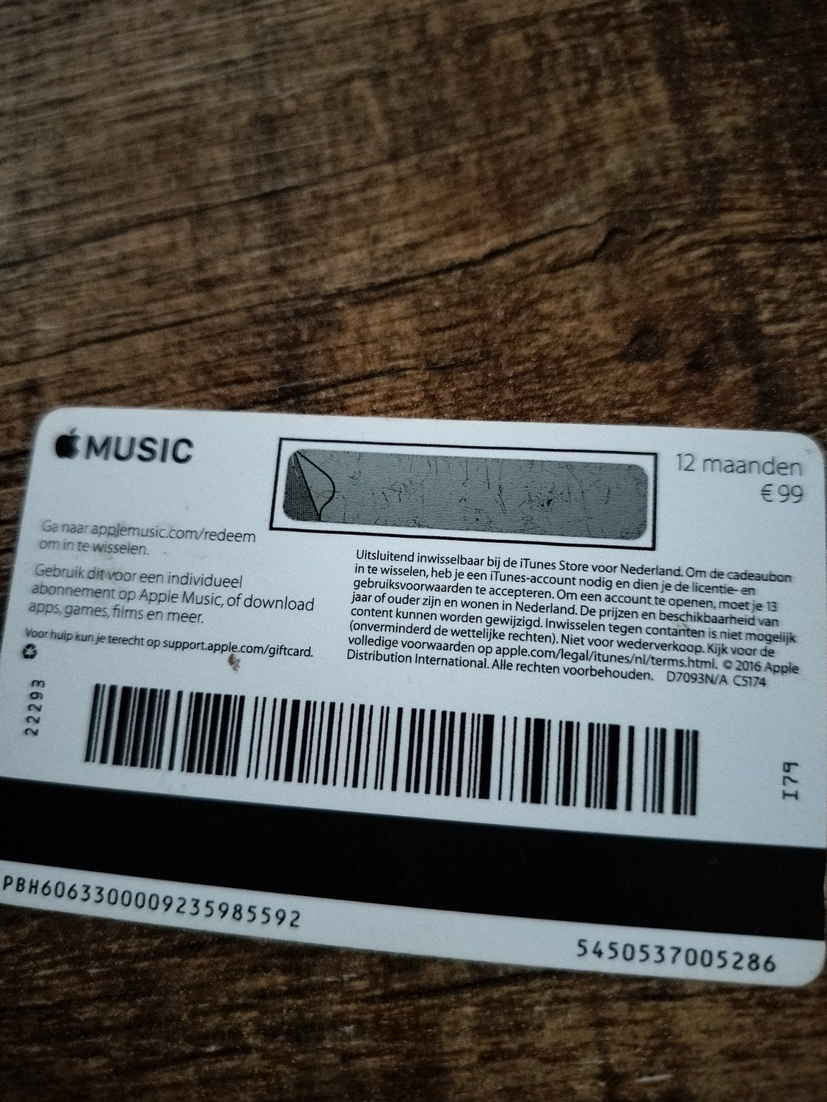 apple music kaart twv €99.  12 mnd, Eén persoon, Cadeaubon