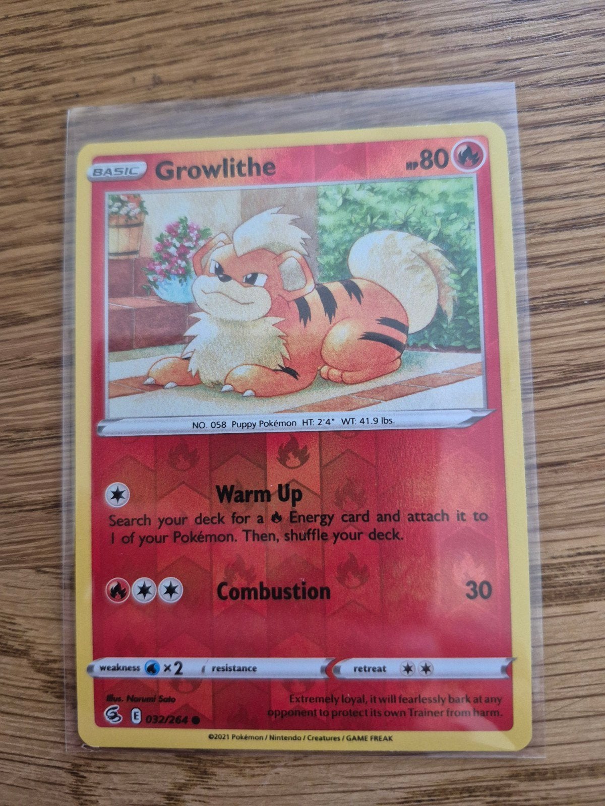Growlithe 032/264 Reverse Holo, Ophalen of Verzenden, Zo goed als nieuw, Losse kaart, Foil