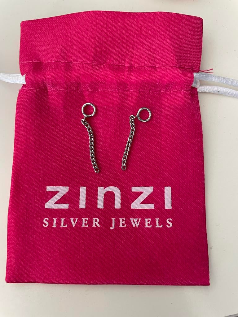 Zinzi zilveren oorbedels 30 mm - Zonder oorringen, Ophalen of Verzenden, Zo goed als nieuw, Zilver, Hangers