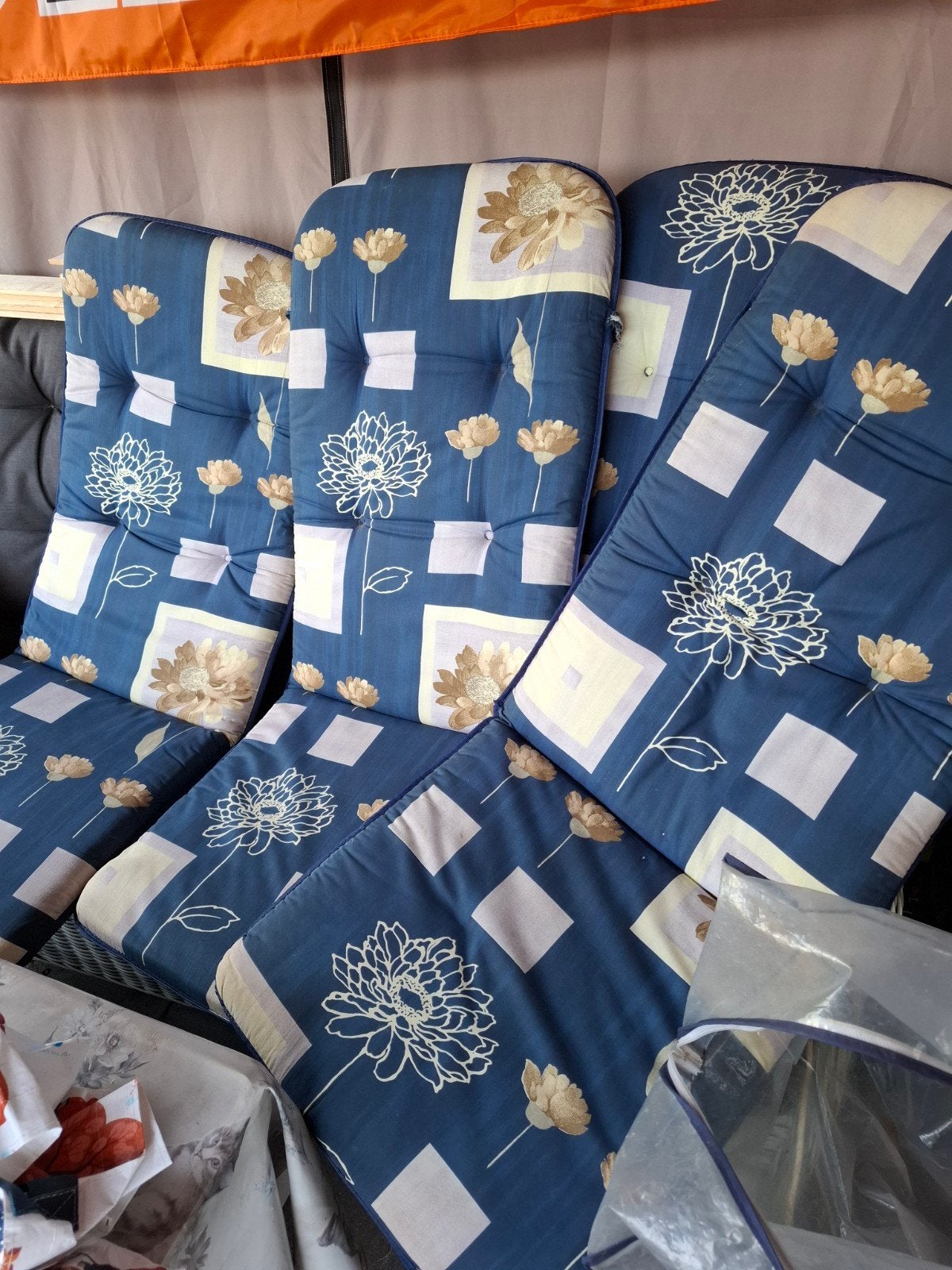 Set van 4 tuinstoelkussens met bloemenprint, Ophalen of Verzenden, Gebruikt