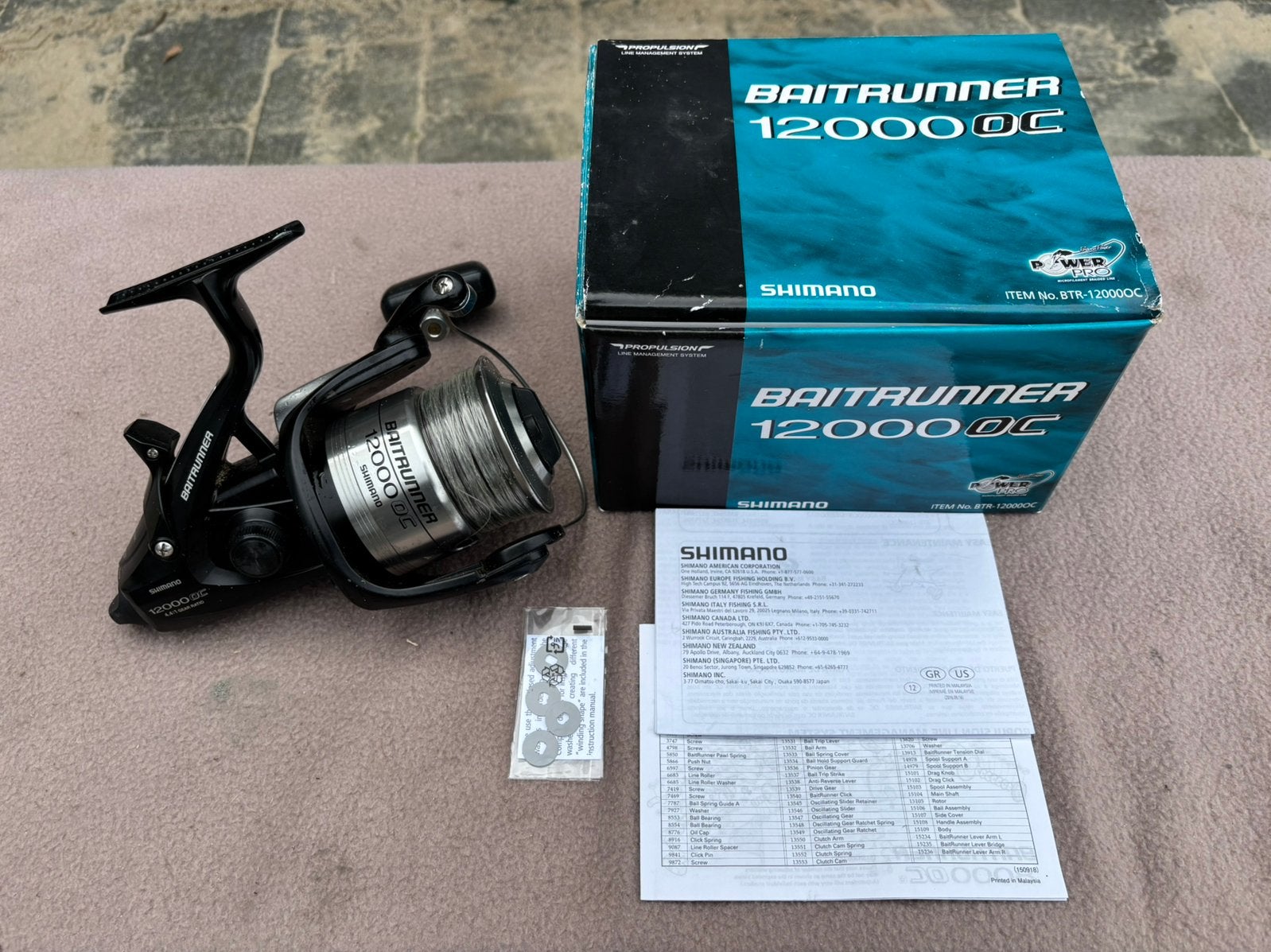 Shimano 12000 oc baitrunner molen, Ophalen of Verzenden, Gebruikt, Molen