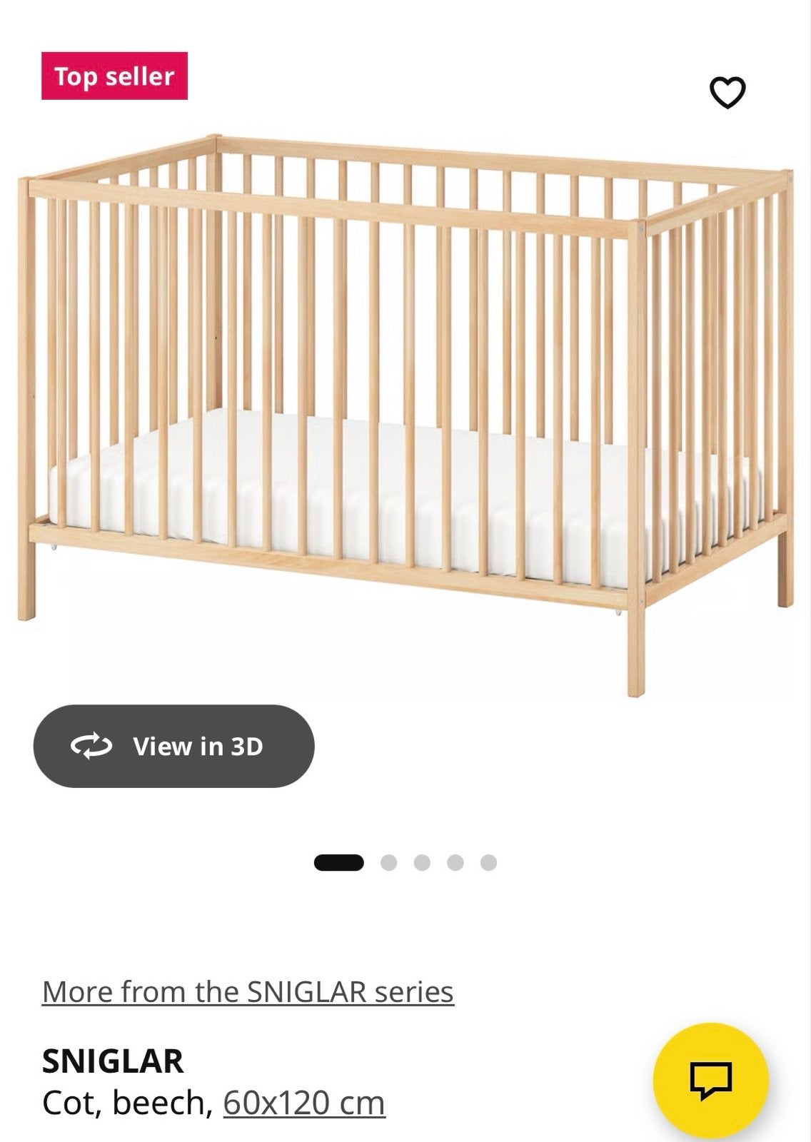 IKEA SNIGLAR Ledikant met twee matrassen (60x120 cm), Kinderen en Baby's, Babywiegjes en Ledikanten, Ophalen, Gebruikt, Ledikant