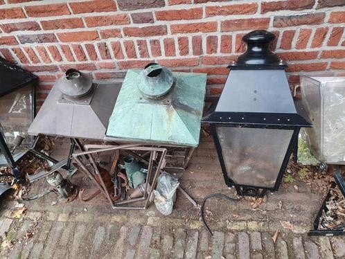 Set 1 ANTIEK ARMATUUR STRAATLANTAARN KOPER TUINLAMP 1900 +, Ophalen