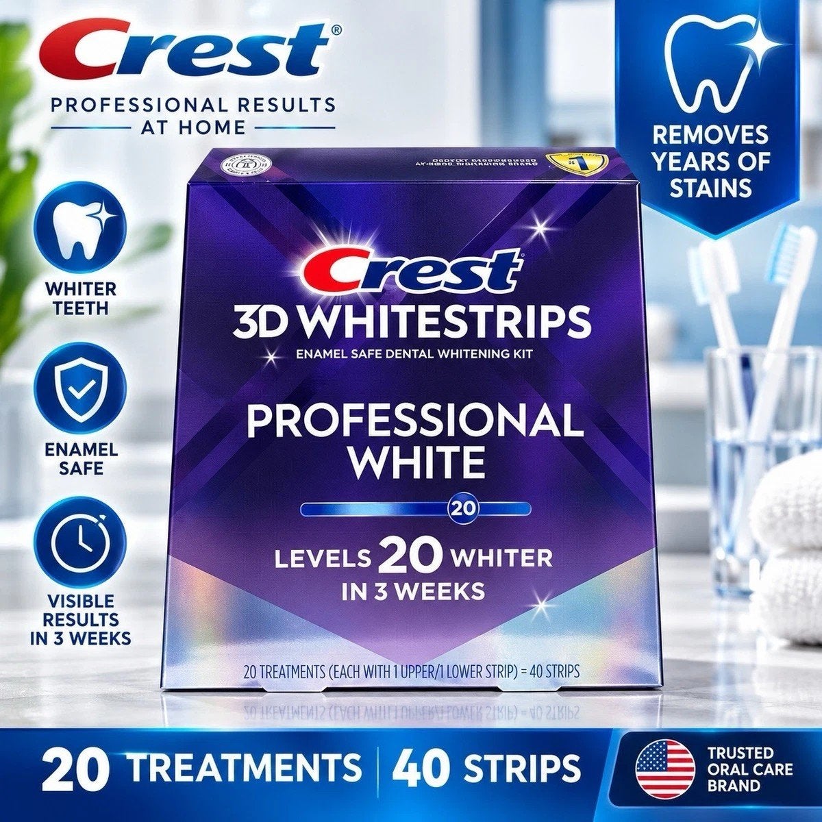 Crest 3D Whitestrips Professional White 20-daagse kuur, Ophalen of Verzenden, Nieuw, Overige typen