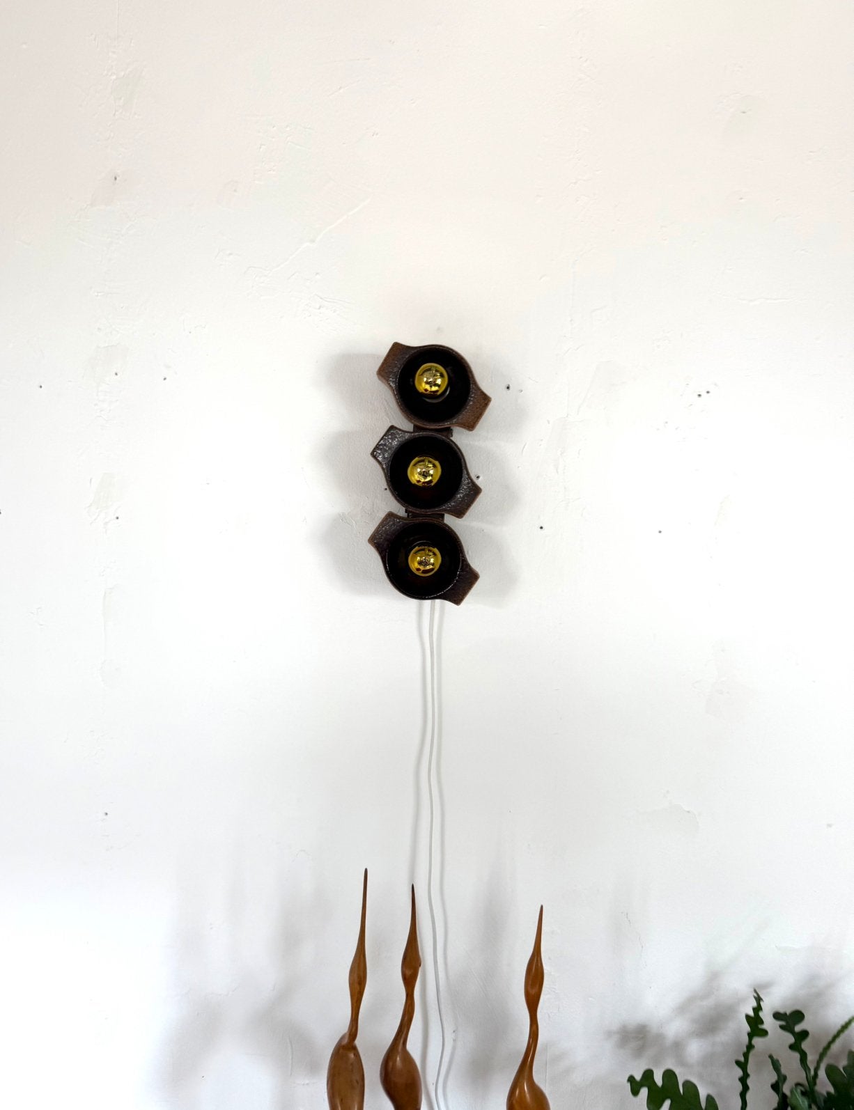 Vintage keramieken wandlamp, Leola Leuchten ‘70, Indirect licht, Bruin, Leola Leuchten, Metaal