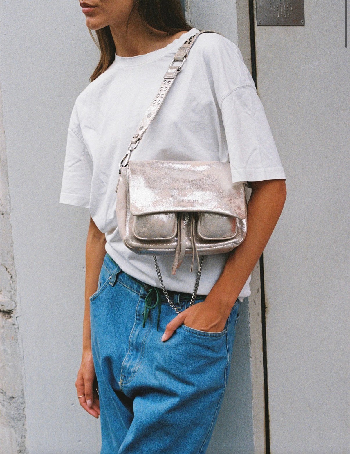 Neuville Maxke tas sand gold, Verzenden, Zo goed als nieuw, Beige, Handtas