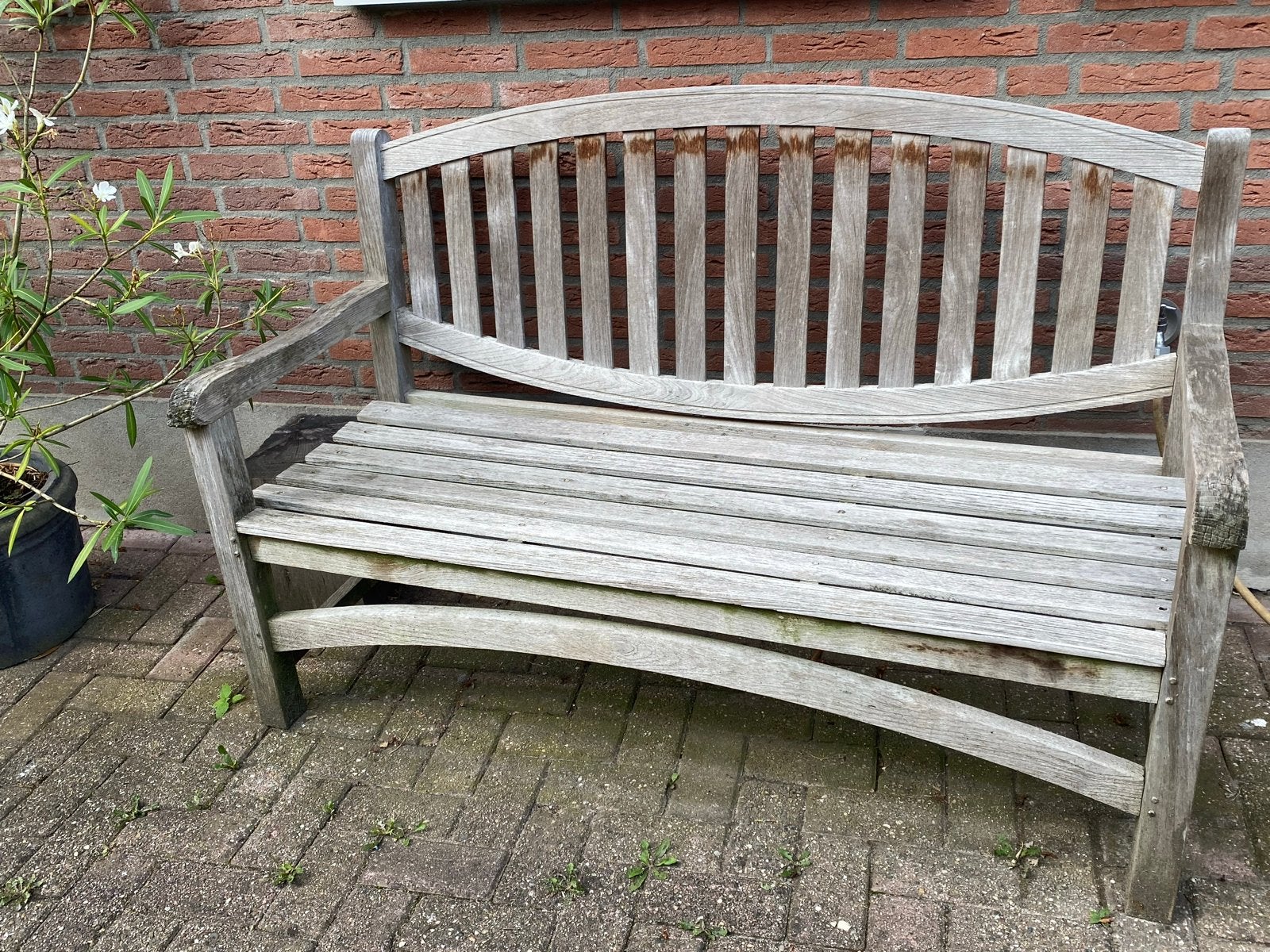 Robuuste teakhouten tuinbank - Gebruikt, Ophalen, Gebruikt, Hout