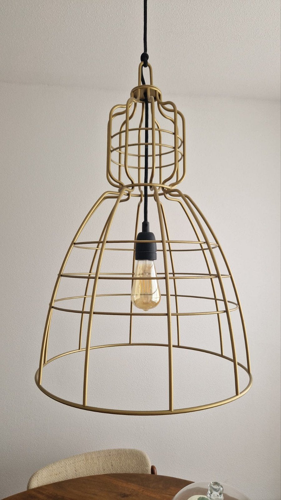 goudkleurige industriele metalen draadstaal hanglamp, Ophalen
