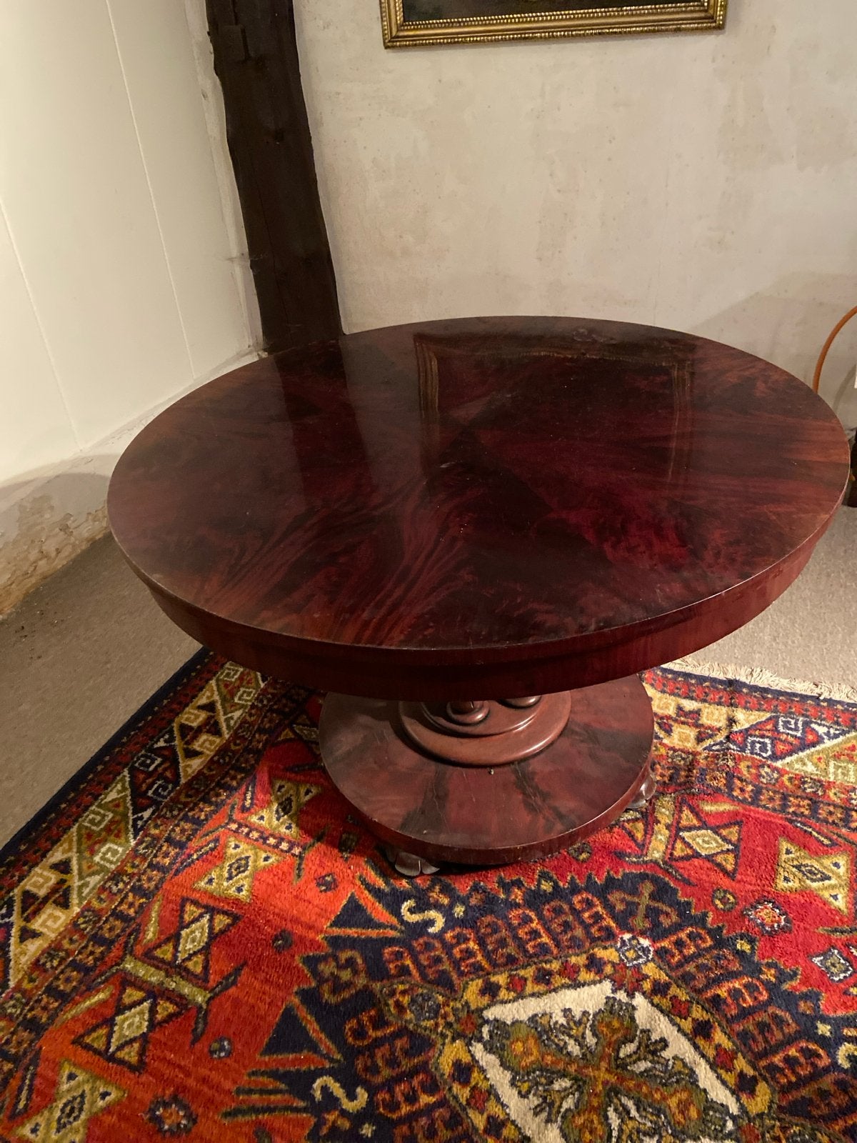 Antieke Mahonie Ronde Tafel - Empire Stijl, Ophalen