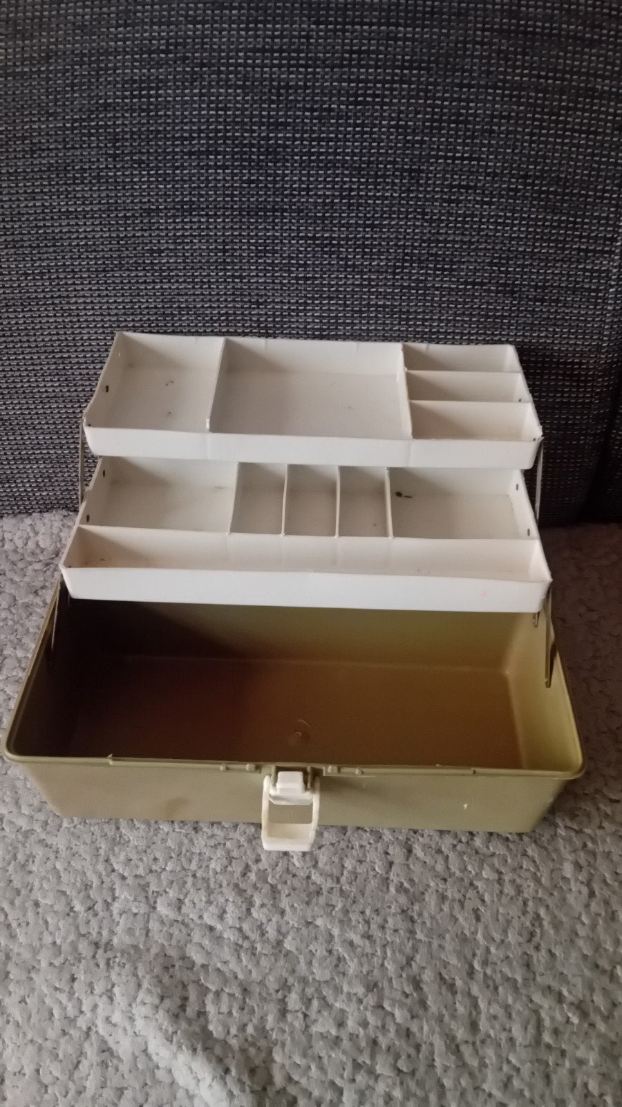 Vintage Viskoffer / Gereedschapskist - Bruin/Beige, Ophalen of Verzenden
