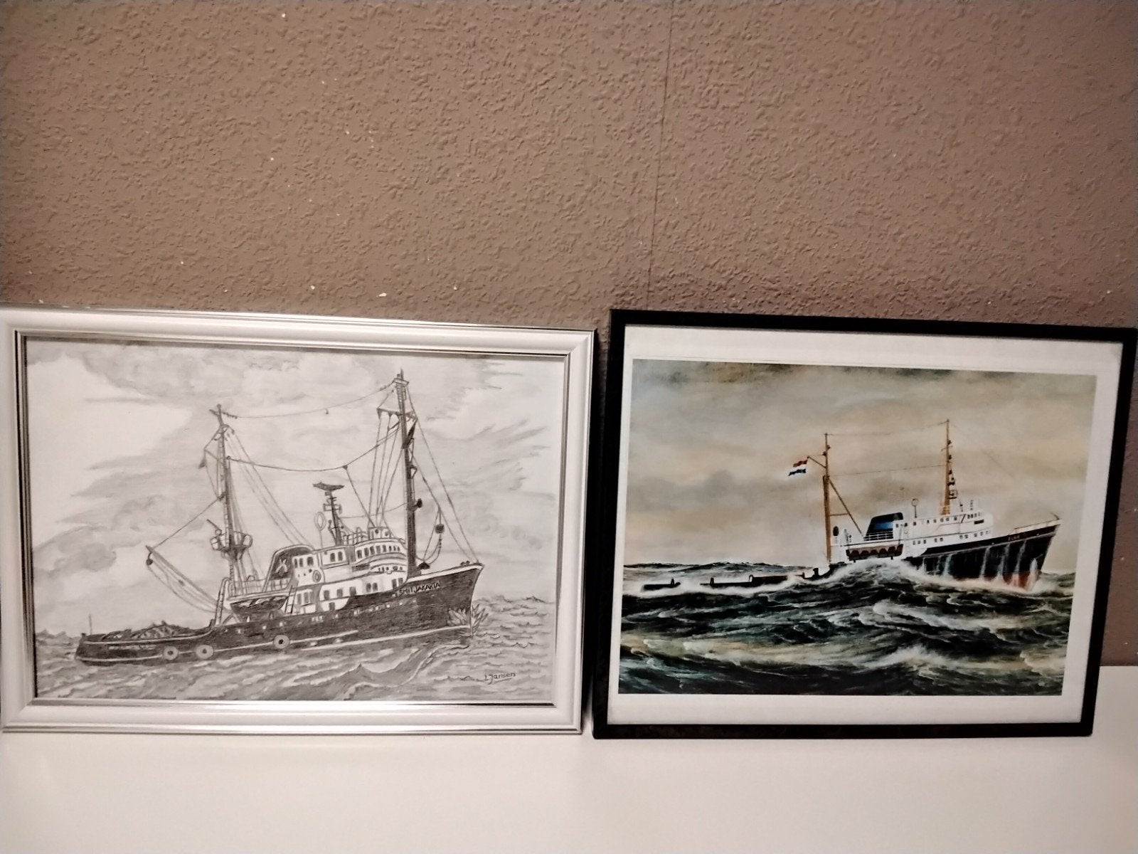 2 x mooie smit schilderij lijstjes 1 x Gesigneerd, Ophalen, Zo goed als nieuw