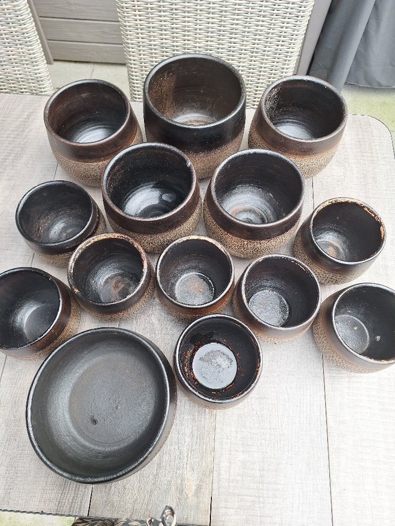 Bloempotten hele serie diverse maten 14 x, Ophalen, Gebruikt, Rond, Binnen