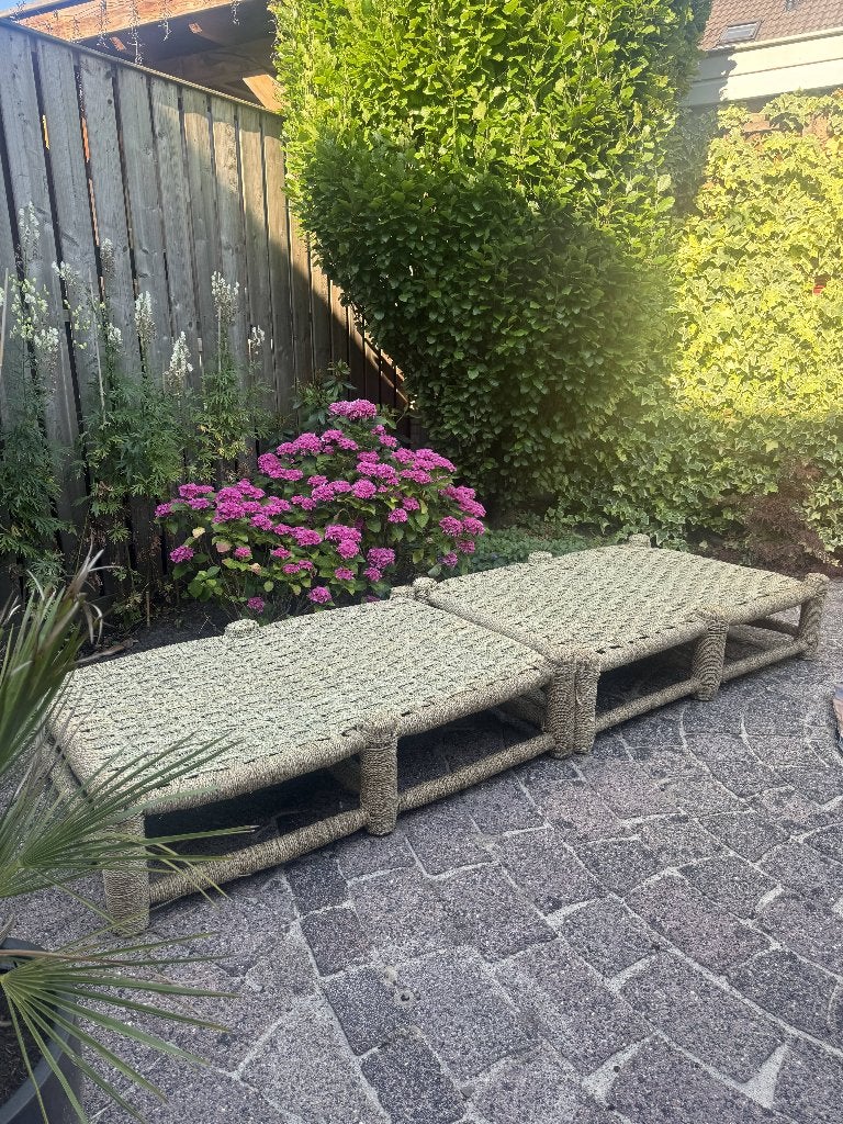 2x loungebank tuin Hassan - Household Hardware - 120 x 80 cm, Tuin en Terras, Tuinsets en Loungesets, Ophalen, 4 zitplaatsen, Zo goed als nieuw