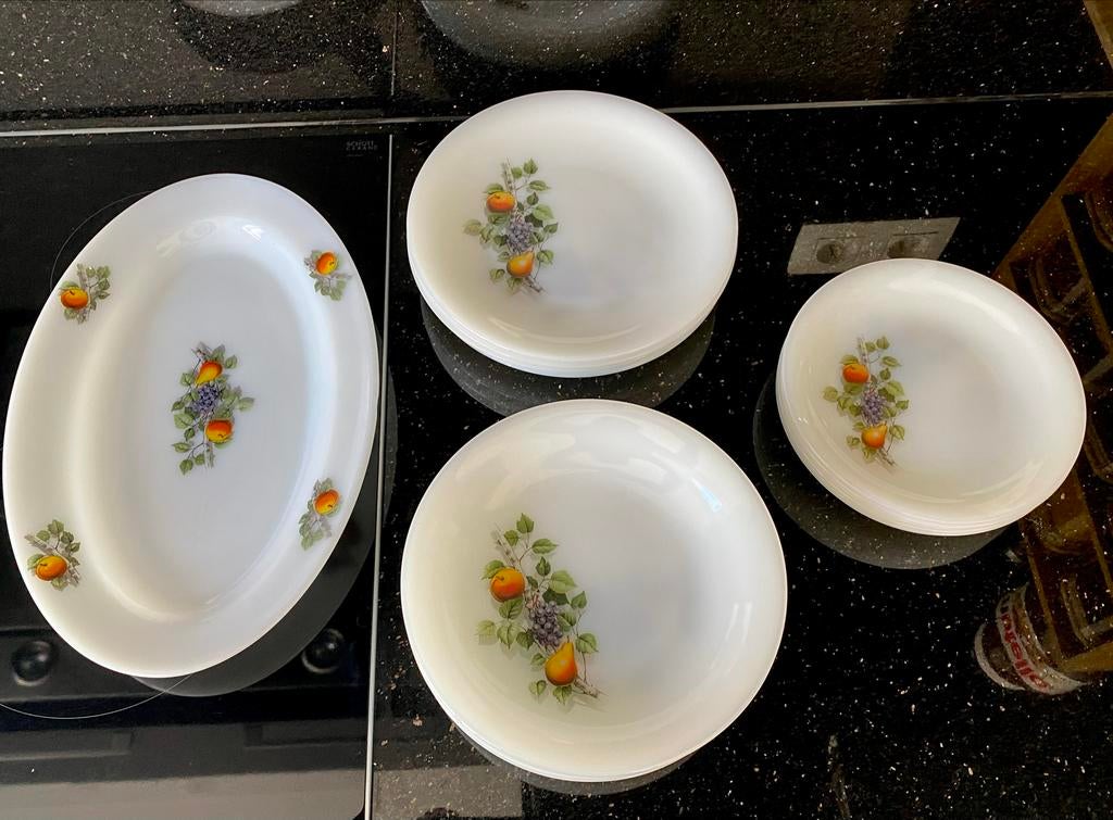 Vintage Arcopal France Fruits Borden Set, Ophalen of Verzenden