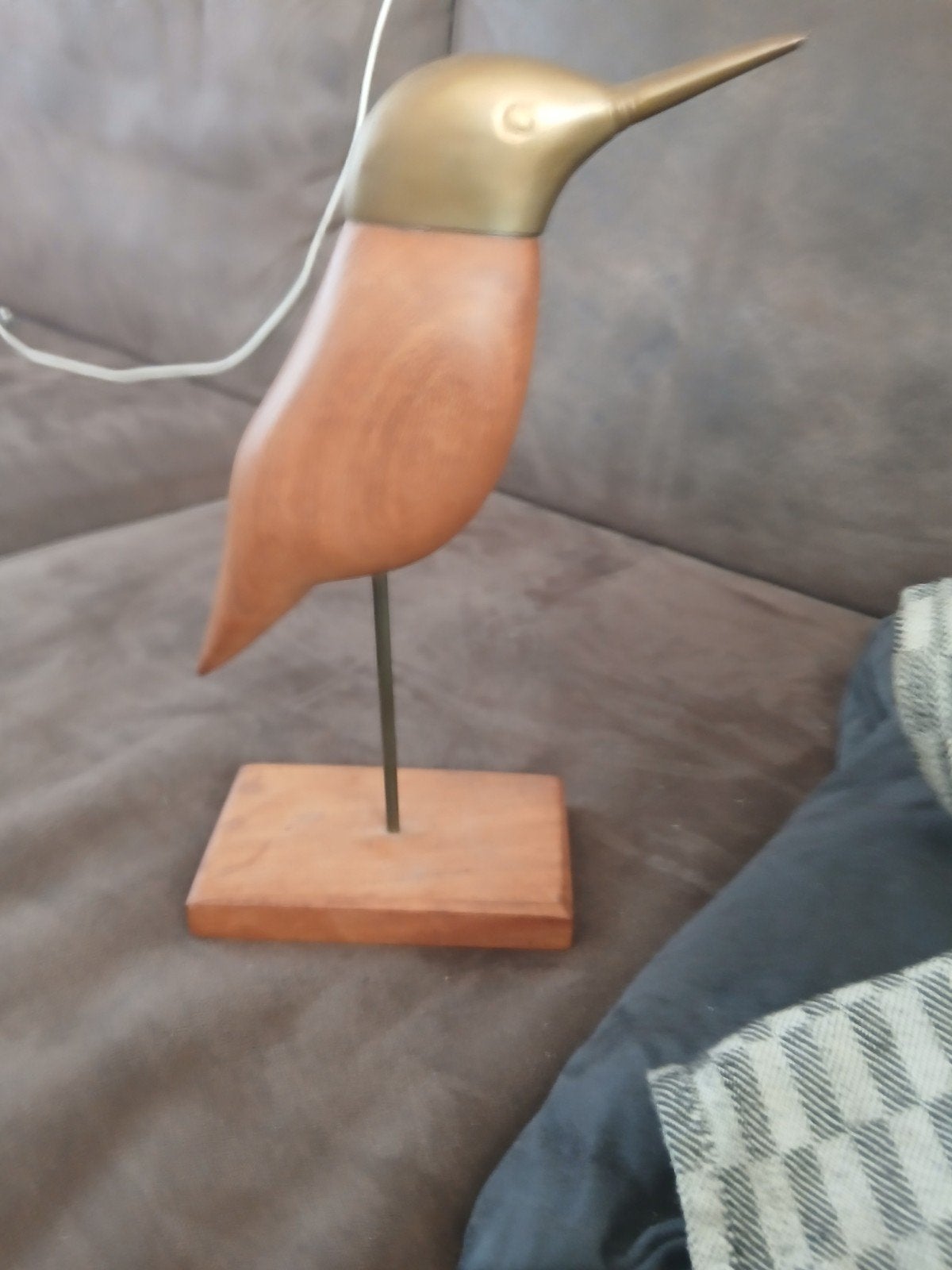Decoratieve vogel van hout en messing, Ophalen of Verzenden