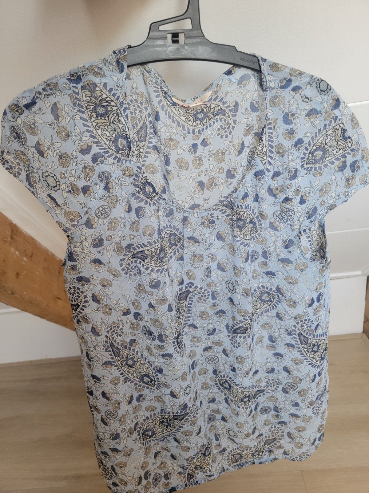 Esprit blouse met korte mouwen, maat 38, blauw/beige, Maat 38/40 (M), Blauw, Ophalen of Verzenden, Zo goed als nieuw