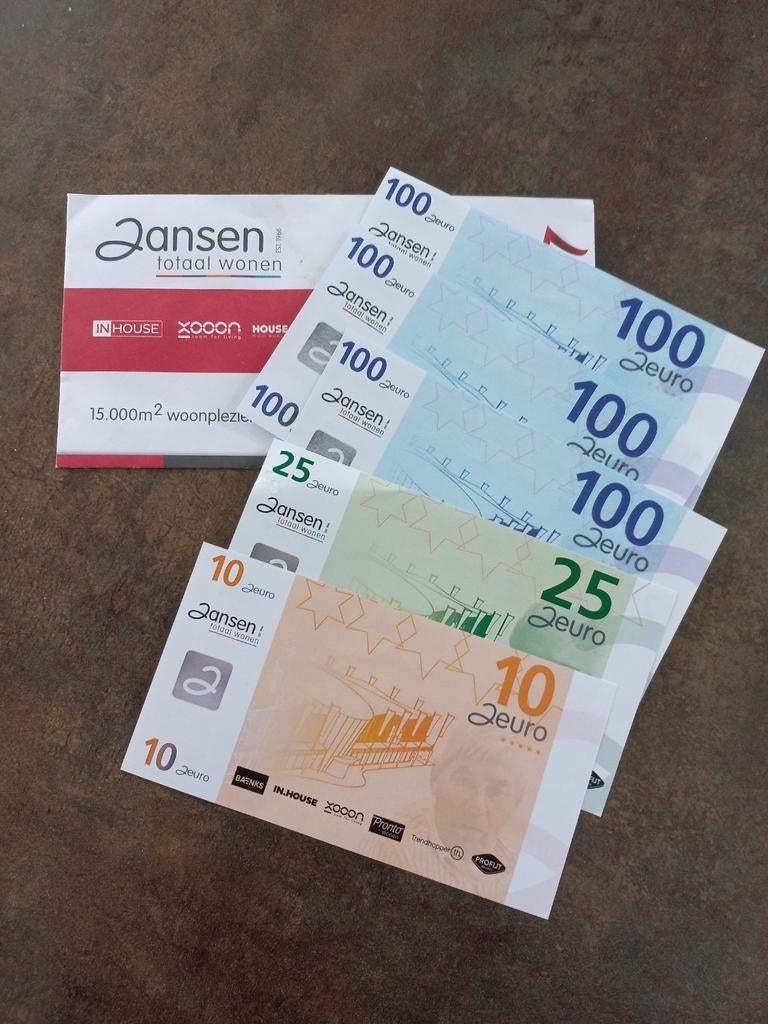Jansen totaal wonen tegoedbonnen, Tickets en Kaartjes, Eén persoon, Cadeaubon