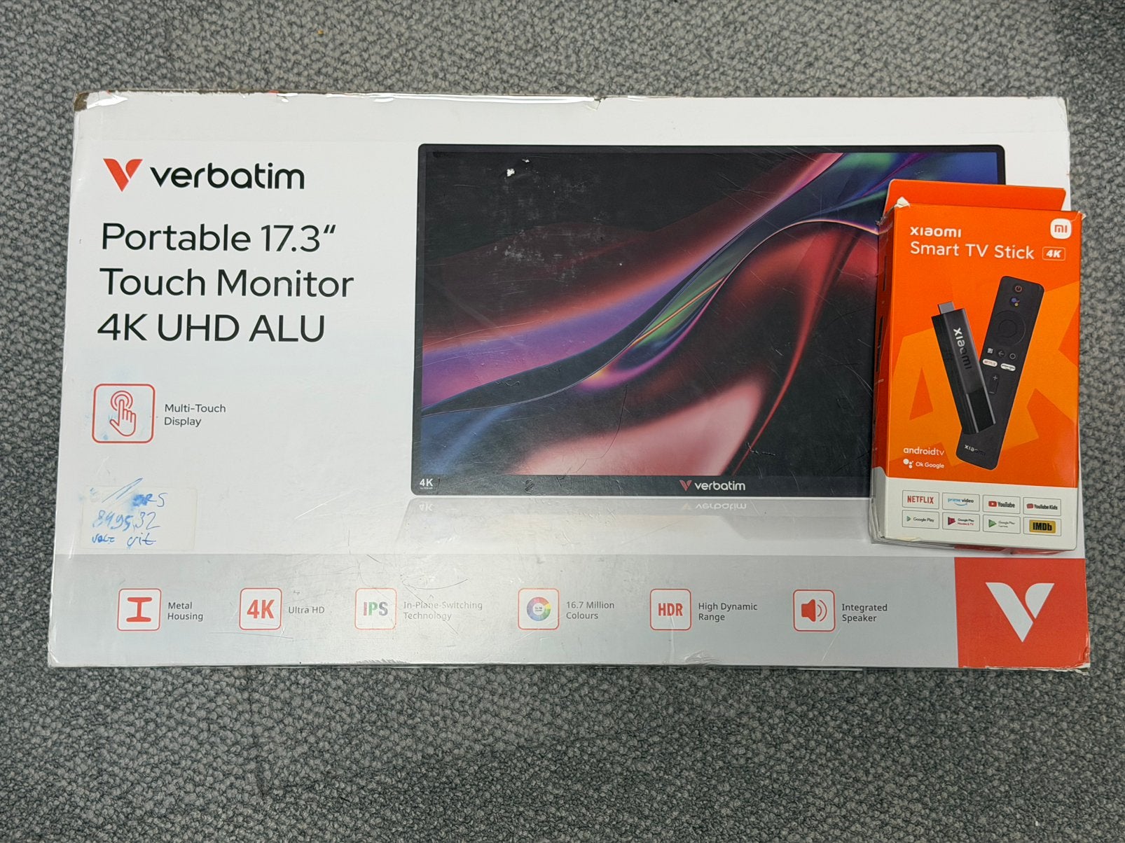 Verbatim 17.3" 4K UHD Touch Monitor + Xiaomi Smart TV Stick, Computers en Software, Monitoren, HDMI, IPS, Touchscreen, Nieuw