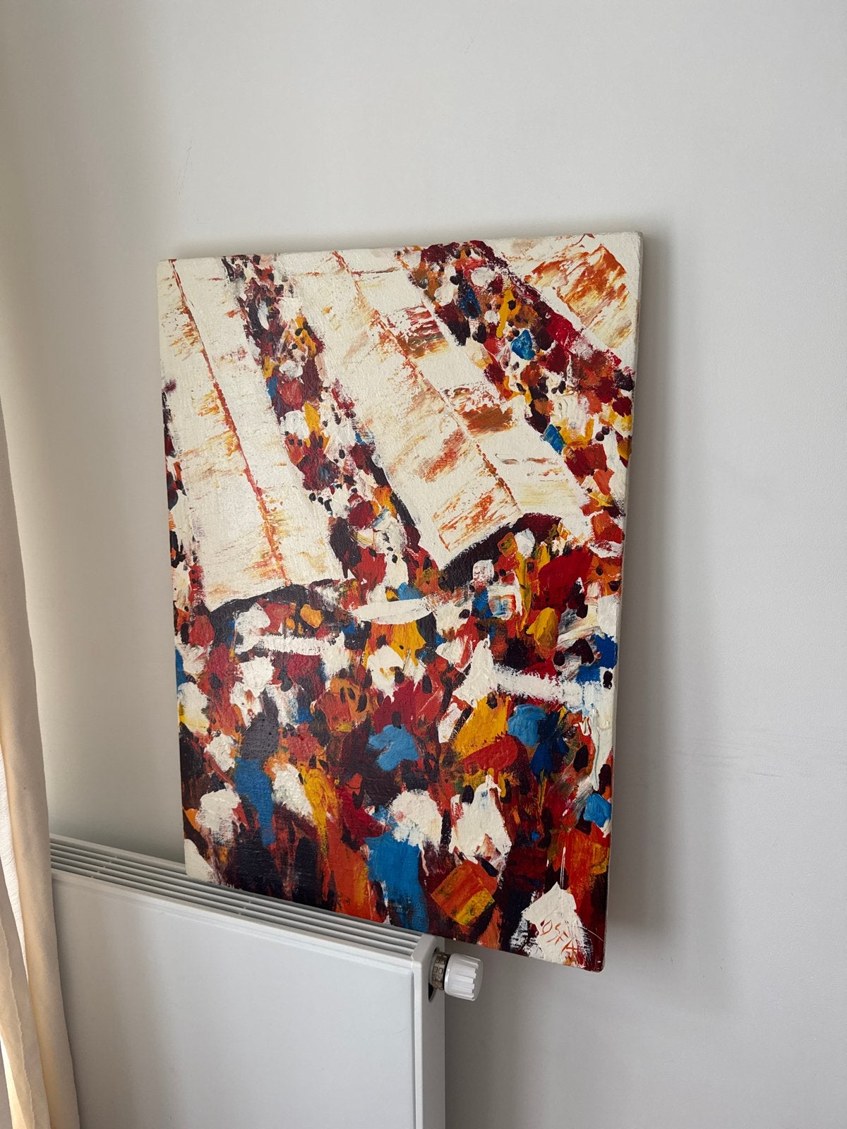 Abstract Schilderij - Levendige Kleuren en Textuur, Ophalen
