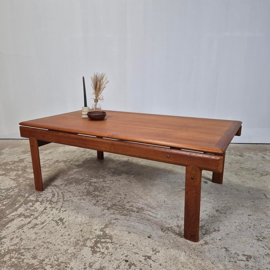 H.W. Klein, Bramin, vintage Deense salontafel teak XXL 60's, Ophalen, Teakhout, 50 tot 100 cm, Zo goed als nieuw