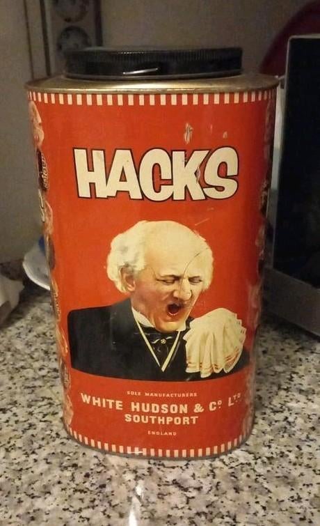 Vintage Hacks Voorraadbus, Verzamelen, Blikken, Ophalen of Verzenden, Gebruikt