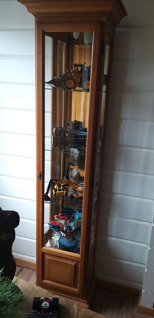 Eiken vitrinekast met patine, 200cm hoog, Ophalen, Glas, 200 cm of meer, Klassiek