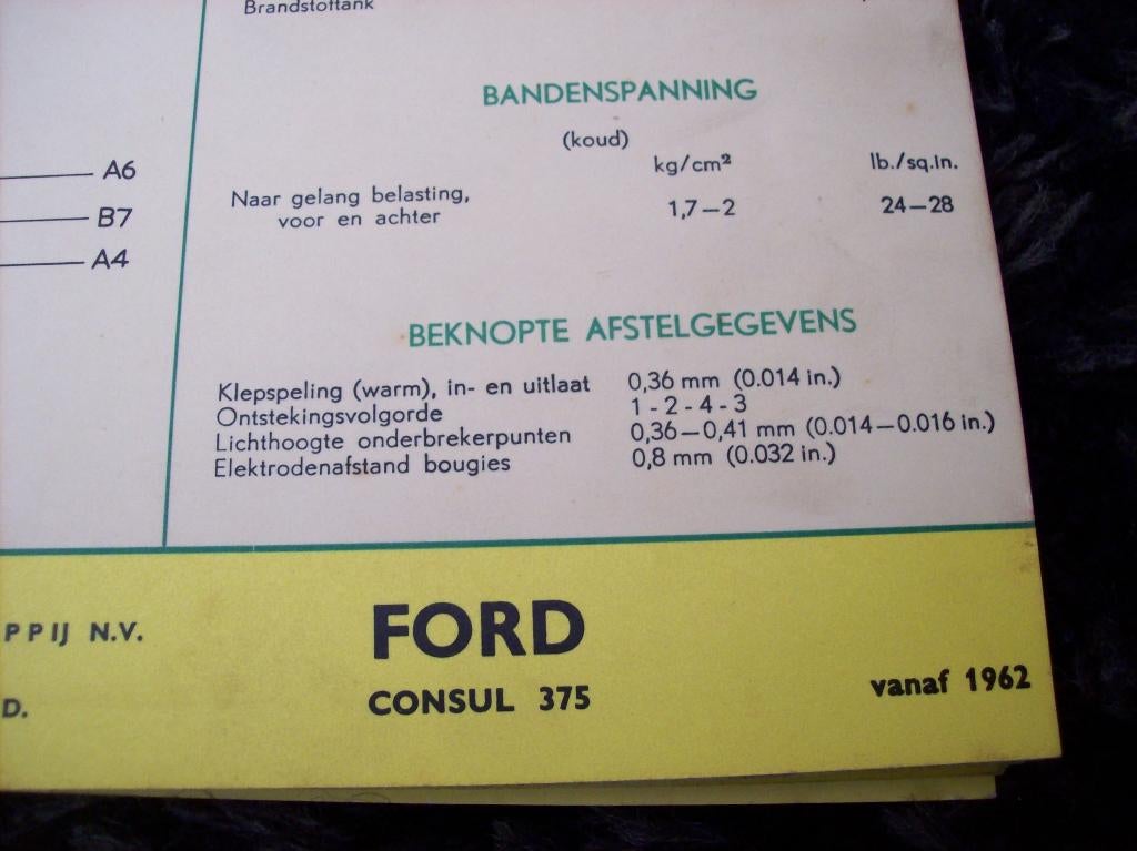 bp smeerkaart van ford anglia, consul, cortina, taunus, Ophalen of Verzenden
