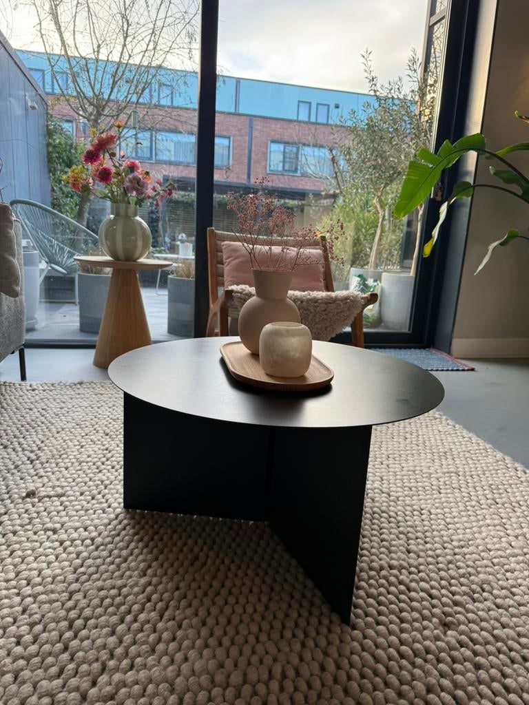 HAY Hay Slit Table Round XL Bijzettafel - Ø 65 cm - Zwart, Ophalen, 50 tot 100 cm, 50 tot 75 cm, Rond