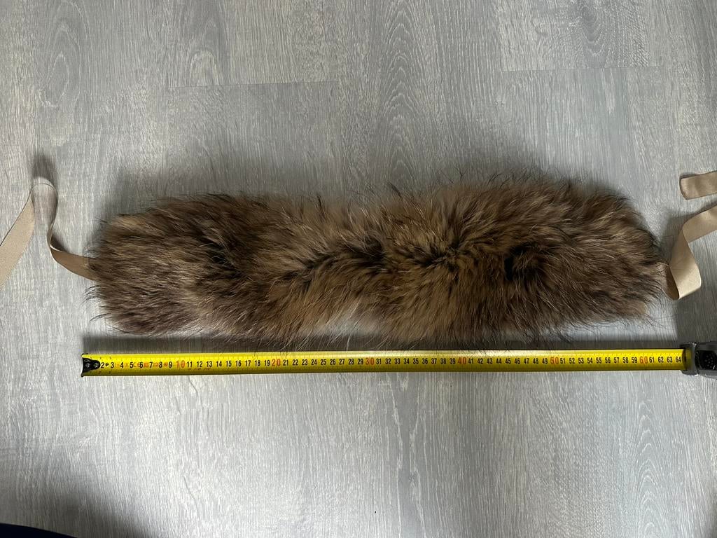 Bruine bontkraag – warm, natuurlijk & vol (60 cm), Verzenden, Zo goed als nieuw, Sjaal