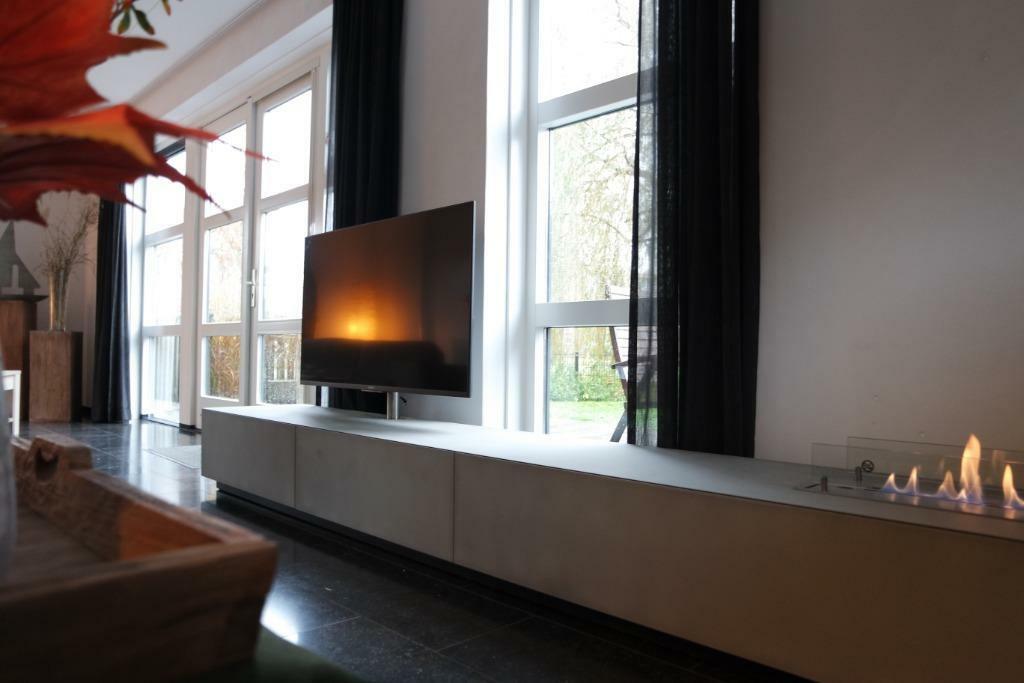 TV-Meubel Alpha dressoir lowboard  betonlook ethanolhaard 50, Huis en Inrichting, Ophalen, Met klep(pen), Minder dan 100 cm, Overige houtsoorten
