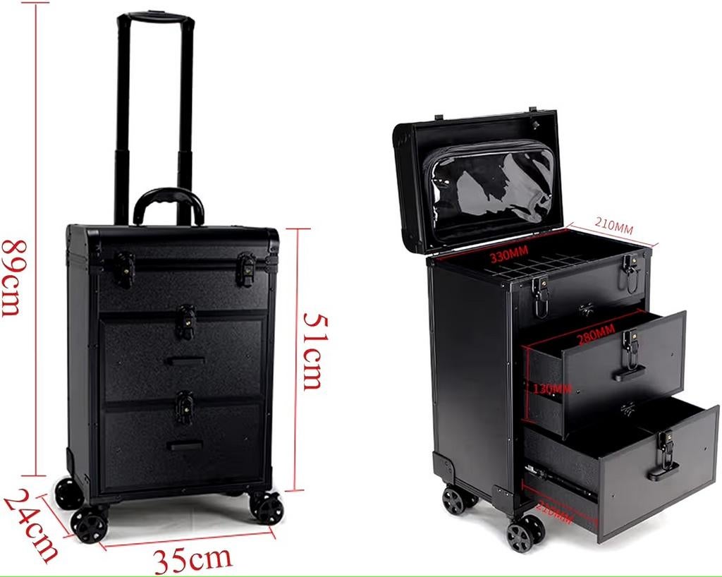 Kapperskoffer met lades koffer net wielen trolley, Ophalen of Verzenden, Nieuw, Overige instrumenten