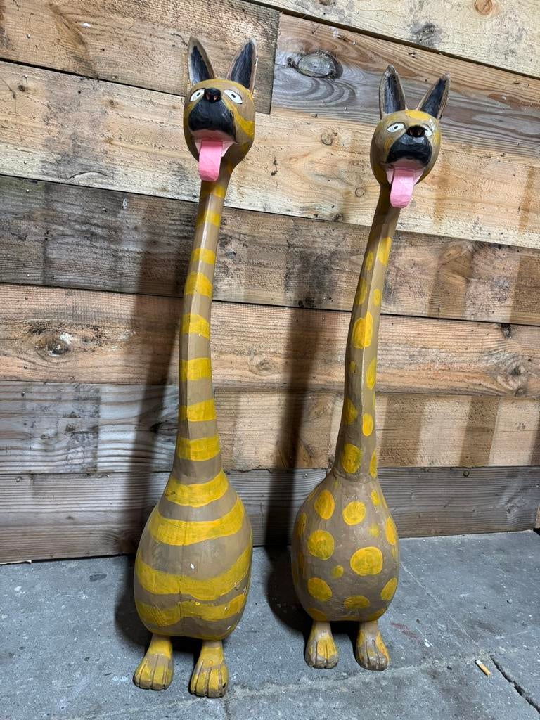 2 honden van hout, Verzamelen, Ophalen of Verzenden, Gebruikt, Dier