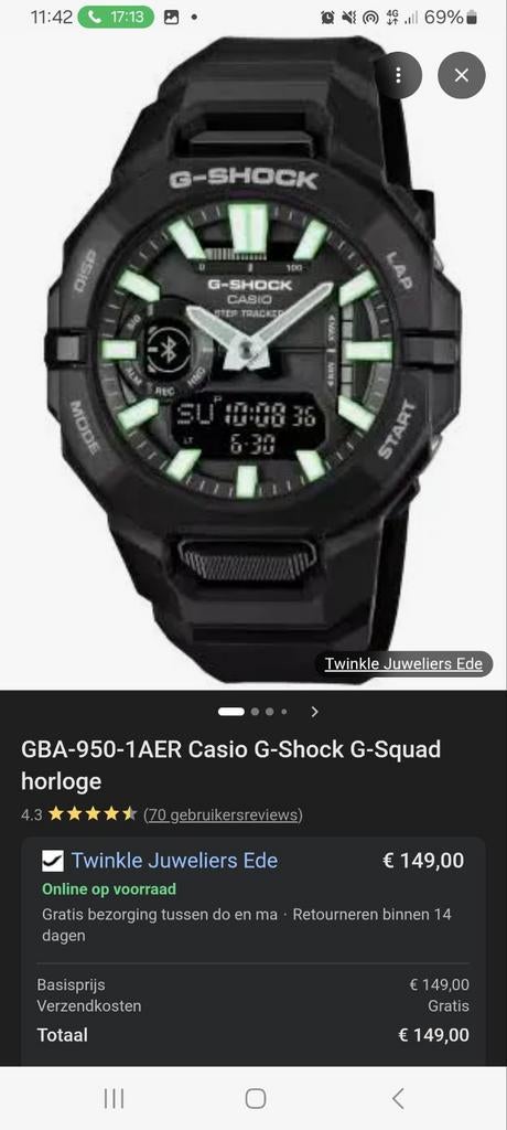 Casio G-Shock G-Squad - Zo goed als nieuw, Casio, Kunststof, Polshorloge, Kunststof