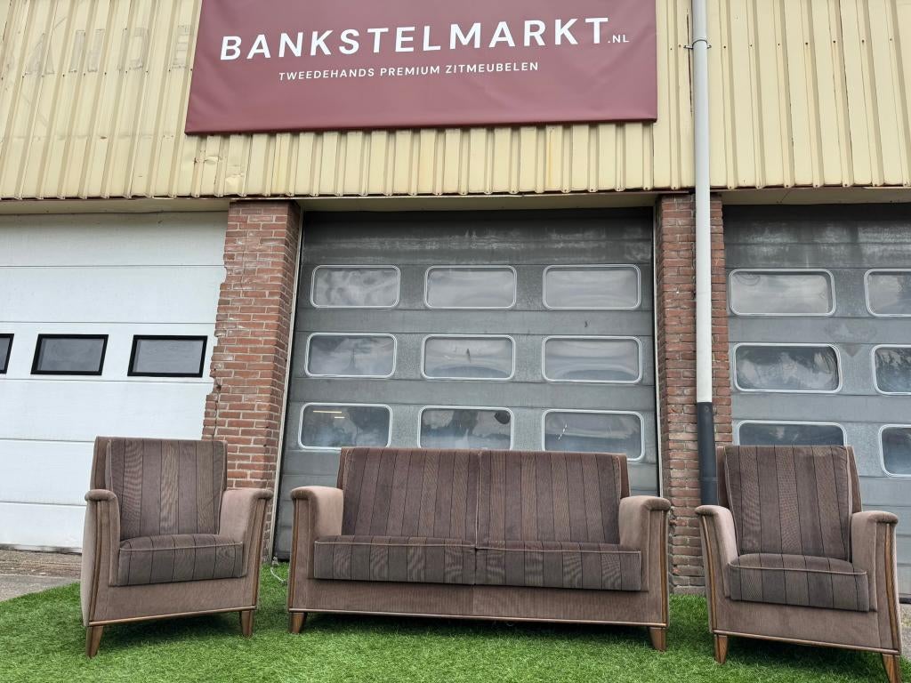 Bankstel senioren bank stof met 2 fauteuils/stoelen, Ophalen, Geen, Zo goed als nieuw, Stof