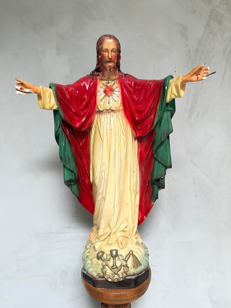 Heilig hart jesus heiligen beeld 65cm groot, Antiek en Kunst, Antiek | Religie, Ophalen of Verzenden