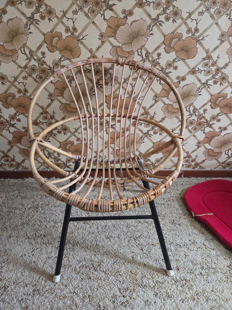 Retro vintage Rohe Noordwolde rotan Bohemian stoel, Verzamelen, Retro, Ophalen, Huis en Inrichting